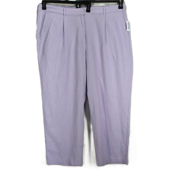 Old Navy Linen Blend Taylor Wide Leg Trousers Womens Size XXL Lavender High Rise - Picture 1 of 5